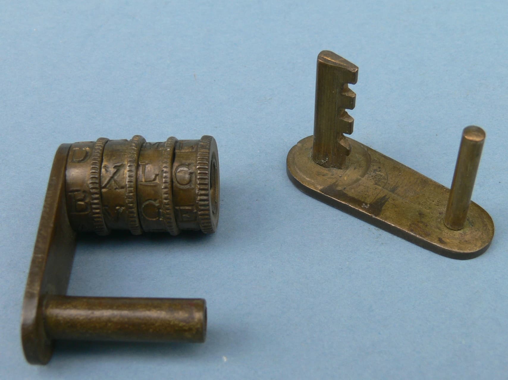 Genuine Antique Brass 4 Cylinder Combination Lock